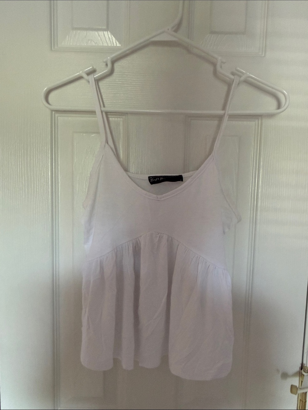 White Spaghetti-Strap Peplum Camisole